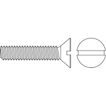 #10-32 x 5/16 in Slotted Flat Machine Screw, Zinc Plated Steel, 100 PK