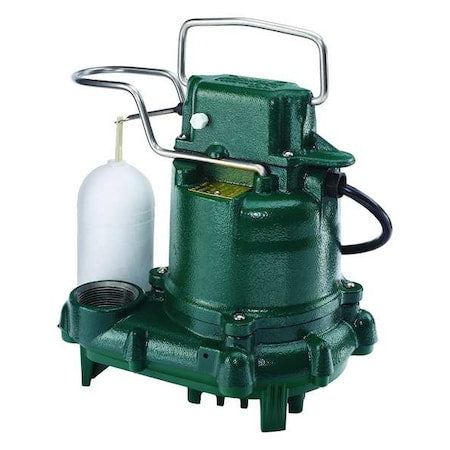Submersible Sump Pump, 3/10 HP, 1 1/2 in F, Vert Float, 34 gpm Flow Rate at 10 Ft of Head, 9 ft Cord
