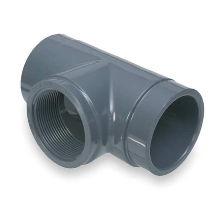 PVC Tee, Socket x Socket x FNPT, 3/4 in Pipe Size