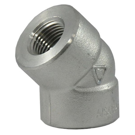 1 in FNPT 304 Stainless Steel 45 Degree Elbow, Class 3000