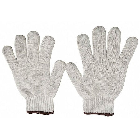 Knit Gloves, Cotton/Polyester, None Uncoated, Knit, Beige, S, 1 PR