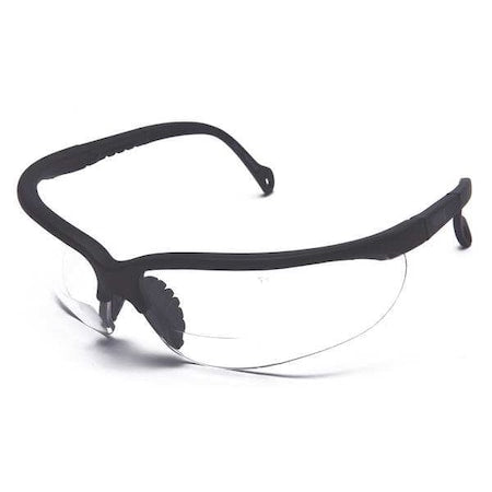 Not Applicable Reader Safety Glasses, Black Wraparound Frame, 2.5 Diopter, Clear Lens, Universal