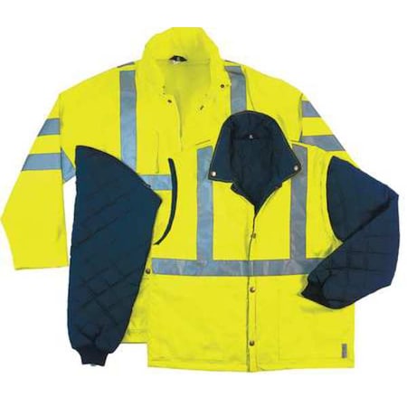 Hooded Jacket, Polyester, Class 3 Type R, Green, M