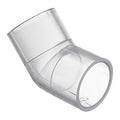 PVC Elbow, 45 Degrees, Solvent x Solvent, 1/2 in Pipe Size