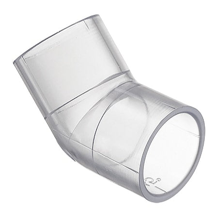 PVC Elbow, 45 Degrees, Solvent x Solvent, 1/2 in Pipe Size