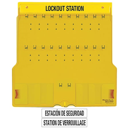 Lockout Station, Unfilled, Holds 20 Padlocks, 22 in x 22 in, Includes Translucent Lockable Cover