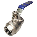 1-1/4" FNPT Stainless Steel Ball Valve Inline