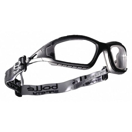 Tracker, Safety Glasses, Anti-Fog, Anti-Static & Anti-Scratch, Clear Lens, Black/Gray Frame