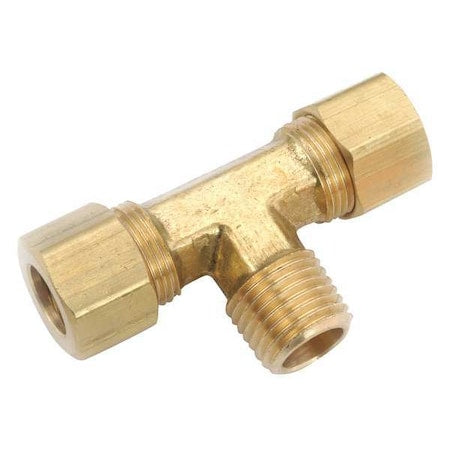 Tee,Brass,Comp1/4",Comp1/4",MNPT1/4"