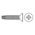 Thread Cutting Screw, #8 x 1 in, Zinc Plated Steel Flat Head Phillips Drive, 100 PK