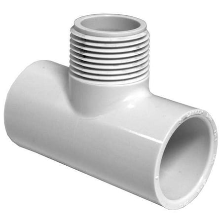 PVC Tee, Socket x Socket x MNPT, 1 in Pipe Size