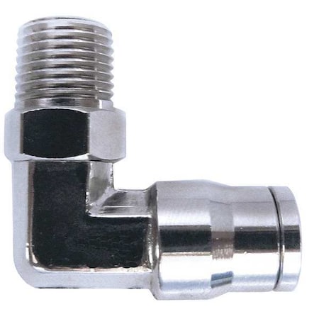 Push-Fit Elbow Fitting, 3/8 in Tube Size, Brass, Silver
