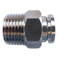 Push-Fit Adapter Fitting, 1/4 in Tube Size, Brass, Silver