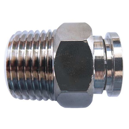 Push-Fit Adapter Fitting, 1/4 in Tube Size, Brass, Silver