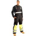 Men's PVC Rain Bib Pants, Waterproof PU, snaps, Yellow, Xl