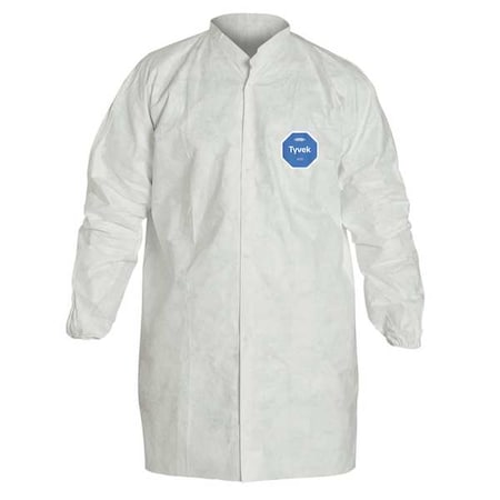 Tyvek 400 Disposable Lab Coat, Tyvek(R) 400, Snaps Closure, White, 2XL, 30 PK