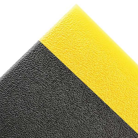 Antifatigue Mat, 4 ft. L x 3 ft. W, 3/8" Thickness, Closed Cell PVC Foam, Pebble, Black/Yellow