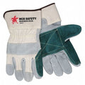 Leather Cut-Resistant Gloves, Cowhide, Safety Cuff, Wing Thumb, Full Finger, Gray, XL, 12 PK