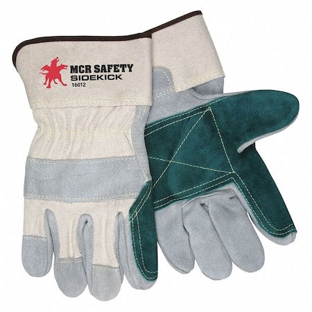 Leather Cut-Resistant Gloves, Cowhide, Safety Cuff, Wing Thumb, Full Finger, Gray, XL, 12 PK