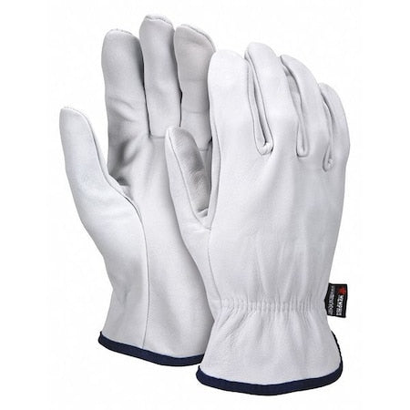Leather Drivers Gloves, Goatskin, Shirred Slip-On, Straight Thumb, Gunn Cut, White, 2XL 12 PK
