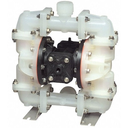 Double Diaphragm Pump, PVDF, Air Operated, Santoprene, 23 gpm GPM 250 Degrees F