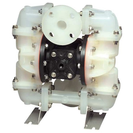 Double Diaphragm Pump, PVDF, Air Operated, Santoprene, 23 gpm GPM 250 Degrees F