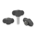 Wing Grip, Mini, D=M06X15 A=28, H=15, Form: L, Plastic Black, Comp: Stainless Steel 1.4305