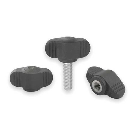 Wing Grip, Mini, D=M06X15 A=28, H=15, Form: L, Plastic Black, Comp: Stainless Steel 1.4305