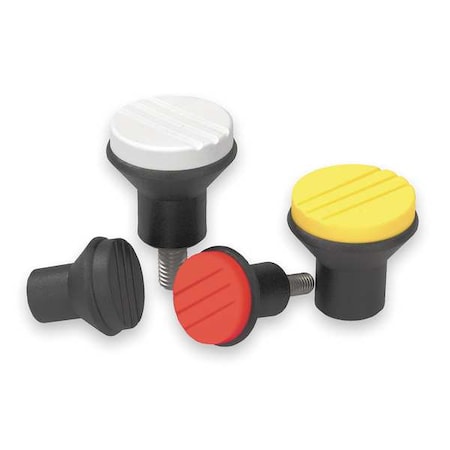 Mushroom Knob, Thermoplastic, Size: 1, D= 10-32, D1= 21, Comp: Stainless Steel, Cap: Black