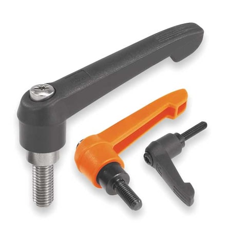 Adjustable Handle Size: 2 M10X40, Plastic Black RAL 7021, Comp: Stainless Steel