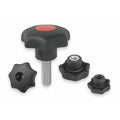 Star Grip, DIN 6336 Similar, D=1/2-13, D1= 63, Tapped Bushing, Steel, Black Plastic, Cap: Black
