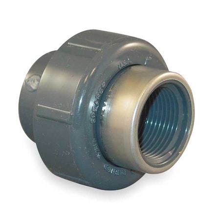 PVC, Stainless Steel Union, Socket x FNPT, 2 in Pipe Size