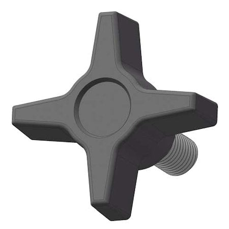 Four Prong Knob with Screw, 3/8-16 Thread Size, 1.125"L, Steel