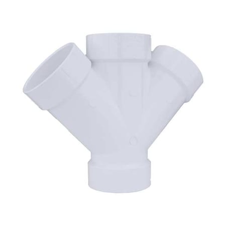 PVC Double Wye, Hub, 4 in Pipe Size