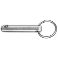 Ring Pin, Detent, 3/8 in Pin Dia, 2-5/8 in Shank Lg, Steel, Zinc Plated Finish, 5 PK