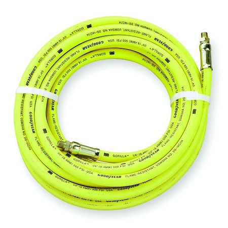 1/4" x 25 ft Rubber Coupled Multipurpose Air Hose 500 psi YL