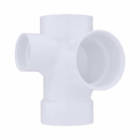 PVC Sanitary Tee, Hub, 4 in x 4 in x 4 in x 2 in Pipe Size