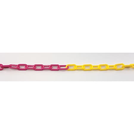 Plastic Chain, Magenta/Yellow, 100 ft Length, Gloss