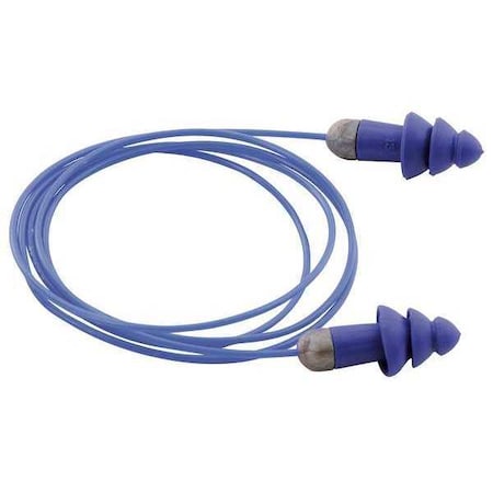 SmartFit Reusable Corded Ear Plugs, Metal Detectable, Flanged Shape, NRR 27 dB, Blue, 50PK