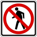 No Pedestrian Crossing Pictogram Traffic Sign, 24 in Height, 24 in Width, Aluminum, Square, No Text