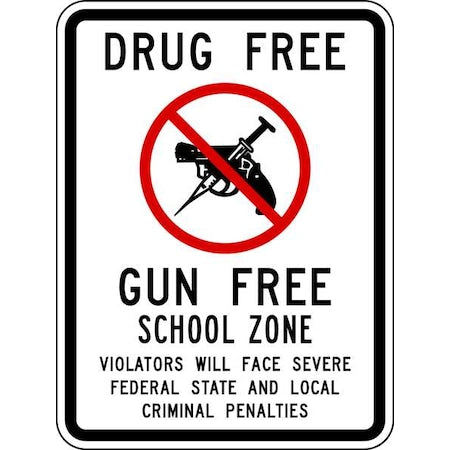 School Zone Sign, 18 in H, 12 in W, Aluminum, Vertical Rectangle, English, DF-026-12HA