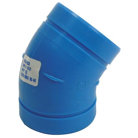 45 Degree Elbow, Polypropylene, 2", Schedule 40, 80 psi Max Pressure