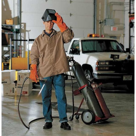 Welding Jacket, Twaron(R), 8.5 oz., 30 in Length, Snaps Closure, 1 Pockets, Brown, 2XL
