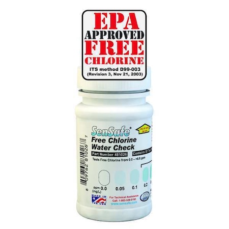Test Strips,Free Chlorine,0 to 6.0ppm,PK50