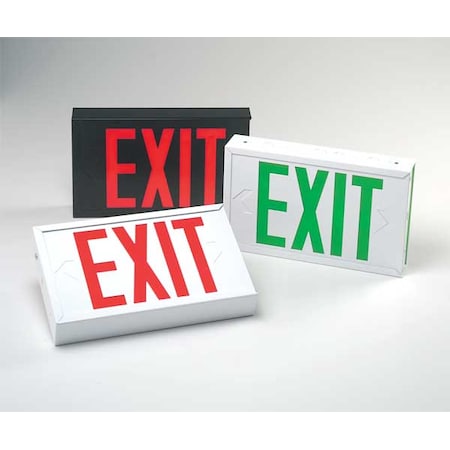 Exit Sign, Black, 2 Face(s), LED, Universal Mount, Not Battery Powered