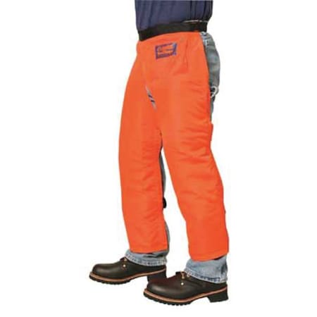 Chainsaw Chaps, Orange, Nylon, 24 in to 50 in Waist Size, 39 in Length