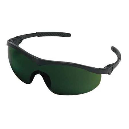 ST1, Welding Safety Glasses, Anti-Scratch, Green Filter 5.0 Lens, Black Frame, Half Frame