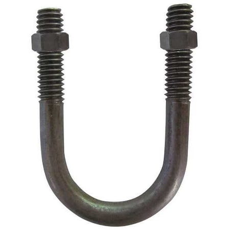 Round U-Bolt, 3/8"-16, 1 3/4 in W, 2 3/4 in H, Plain Stainless Steel, 10 PK