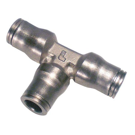 Push-Fit Tee Fitting, 5/32 in Tube Size, Brass, Silver