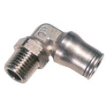 Push-Fit Elbow Fitting, 5/32 in Tube Size, Brass, Silver